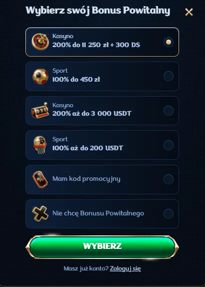 Bonus powitalny Millioner Casino