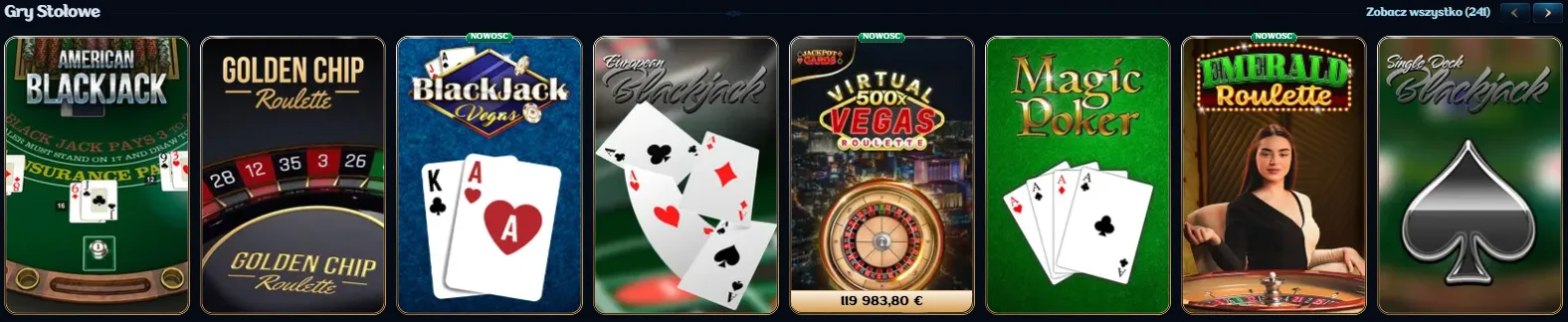 Gry stołowe Millioner Casino